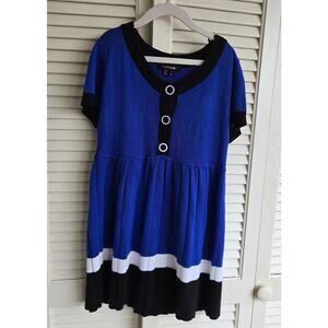 My Michelle Girls Sweater Dress Size L See Measurements Blue/Black Pleated Skirt